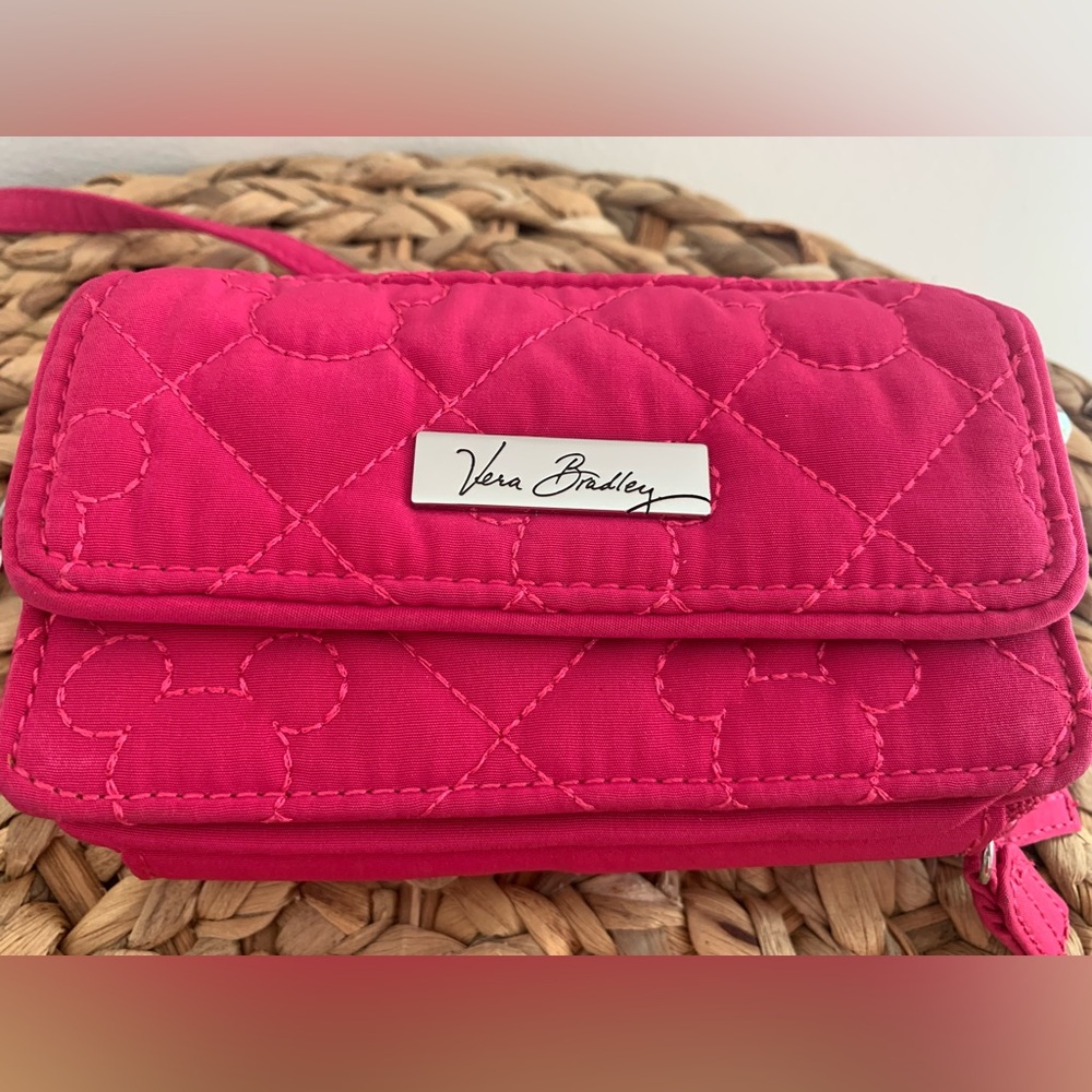 Vera Bradley Disney Mickey Mouse Pink Quilted Wallet Crossbody Purse
